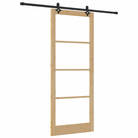 Schuifdeur Naturel Massief Grenenhout En Glas