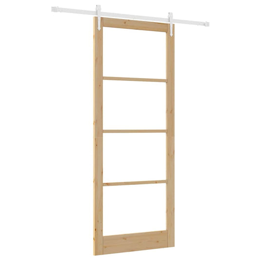 Schuifdeur Massief Grenenhout En Glas Naturel
