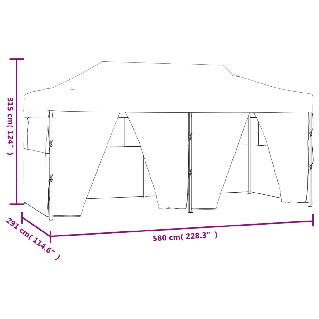 Partytent Met 4 Zijwanden Inklapbaar 3X6 M Staal