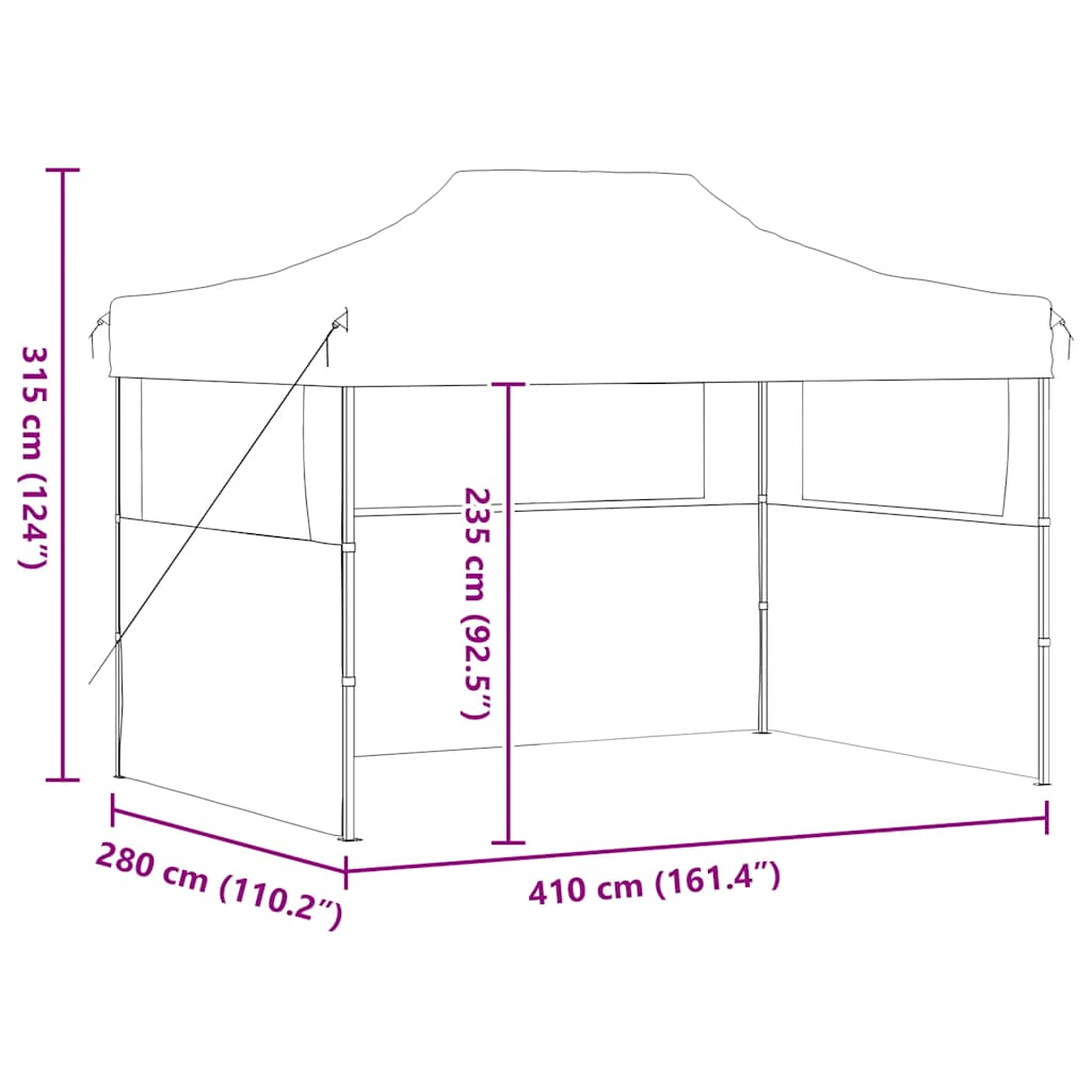 Partytent Met 3 Zijwanden Inklapbaar 3X4 M Staal
