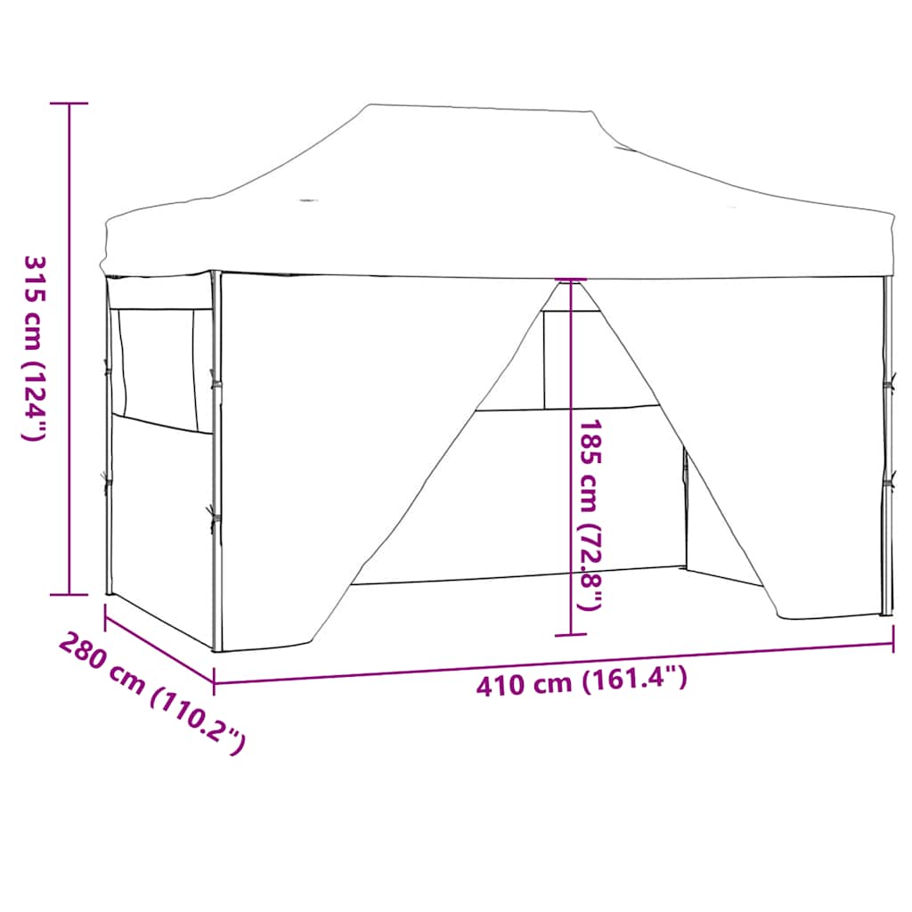 Partytent Met 4 Zijwanden Inklapbaar 3X4 M Staal