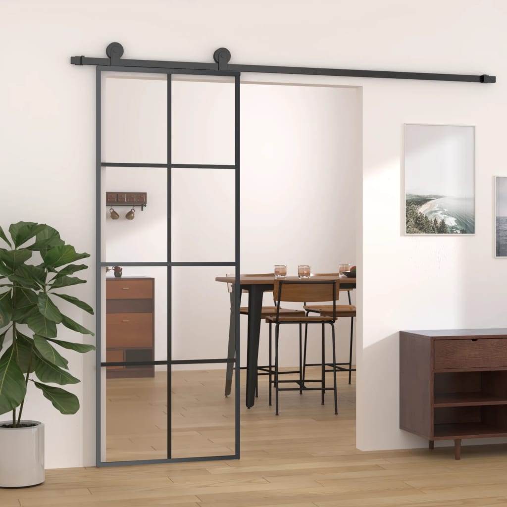Schuifdeur 102,5X205 Cm Helder Esg-Glas En Aluminium Kleur
