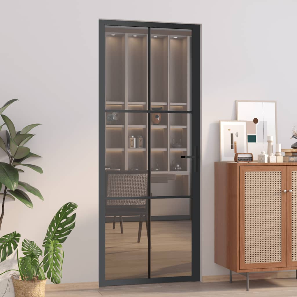 Binnendeur 93X201,5 Cm Esg-Glas En Aluminium Wit