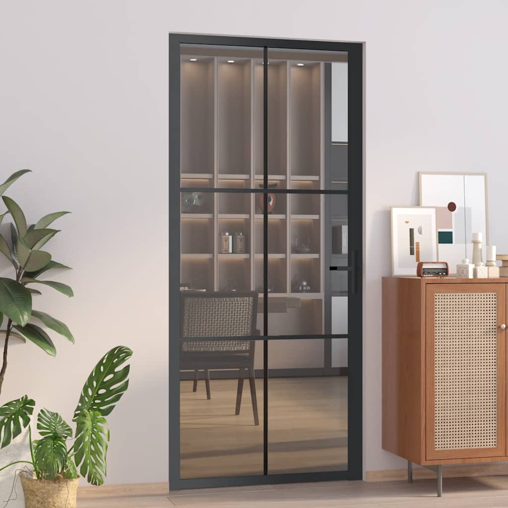 Binnendeur 93X201,5 Cm Esg-Glas En Aluminium Wit