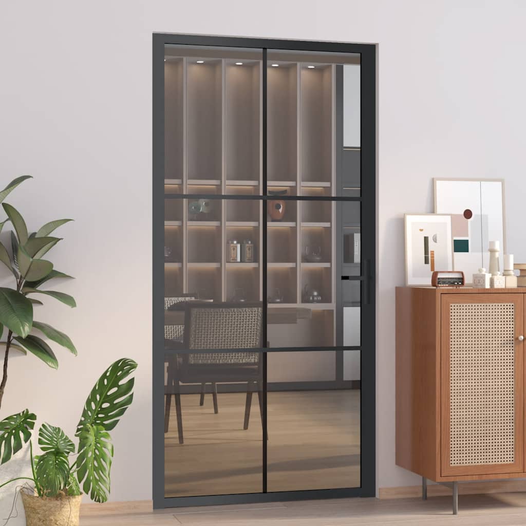 Binnendeur 93X201,5 Cm Esg-Glas En Aluminium Wit