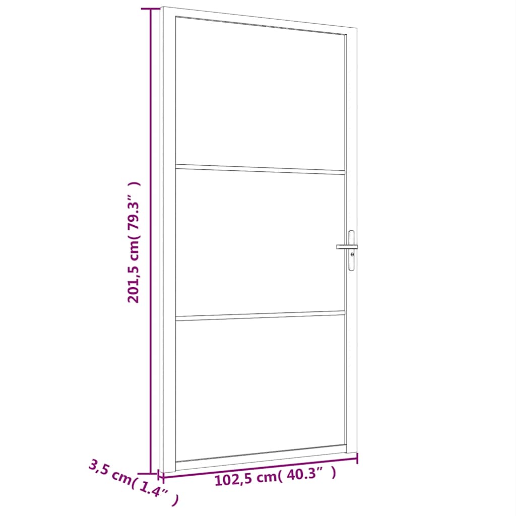 Binnendeur 102,5X201,5 Cm Esg-Glas En Aluminium Wit