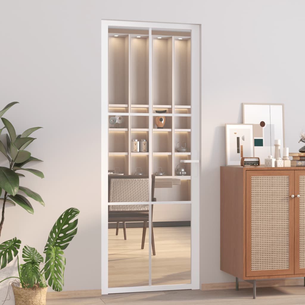 Binnendeur 93X201,5 Cm Esg-Glas En Aluminium Wit