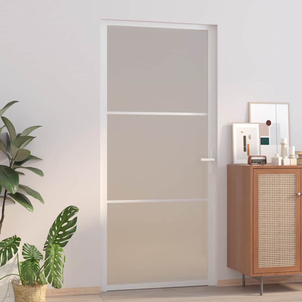 Binnendeur 102,5X201,5 Cm Esg-Glas En Aluminium Wit