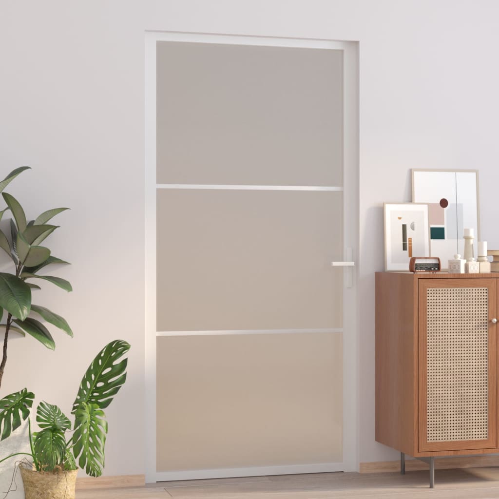 Binnendeur 102,5X201,5 Cm Esg-Glas En Aluminium Wit