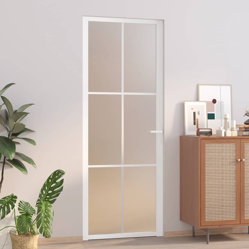 Binnendeur 93X201,5 Cm Esg-Glas En Aluminium Wit