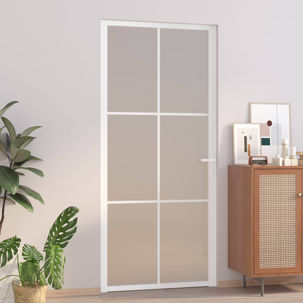 Binnendeur 93X201,5 Cm Esg-Glas En Aluminium Wit