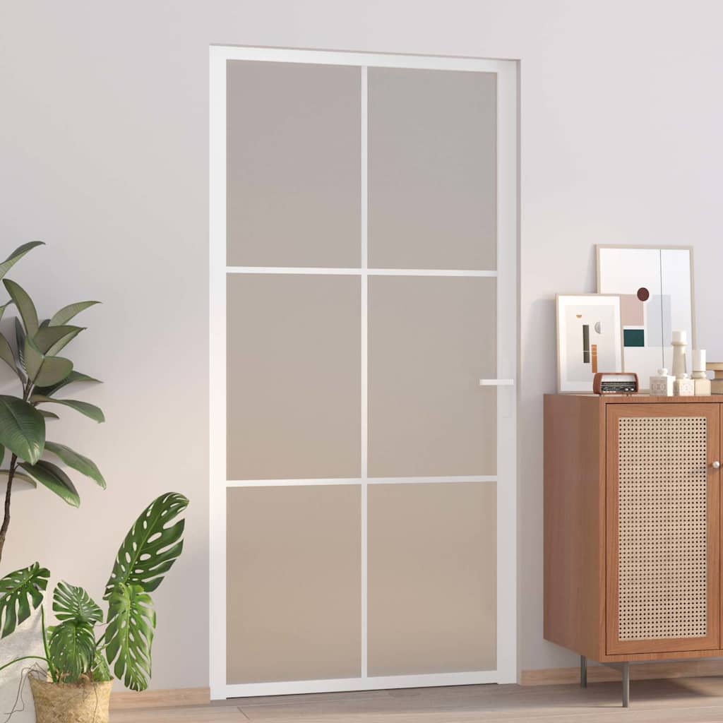 Binnendeur 93X201,5 Cm Esg-Glas En Aluminium Wit