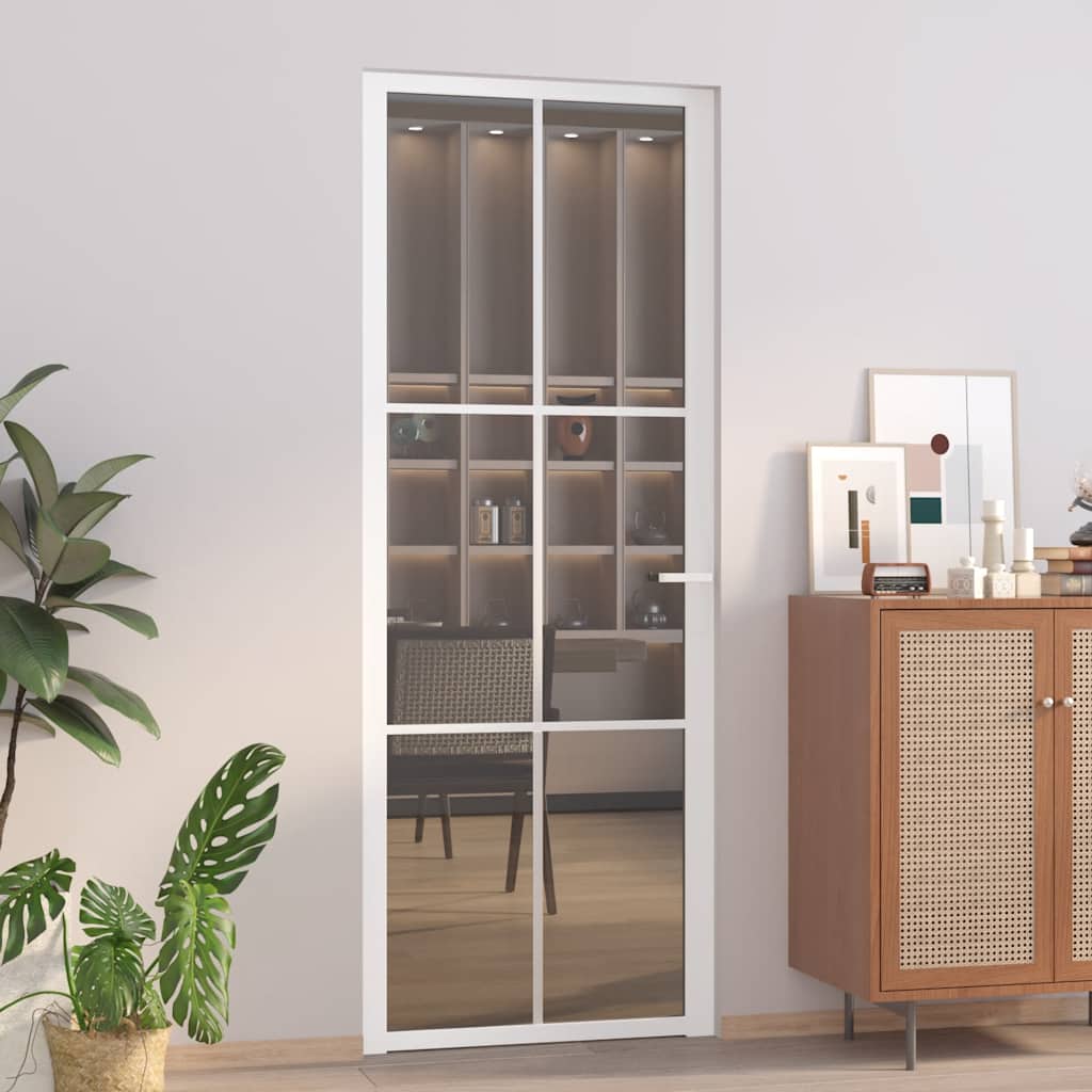 Binnendeur 93X201,5 Cm Esg-Glas En Aluminium Wit