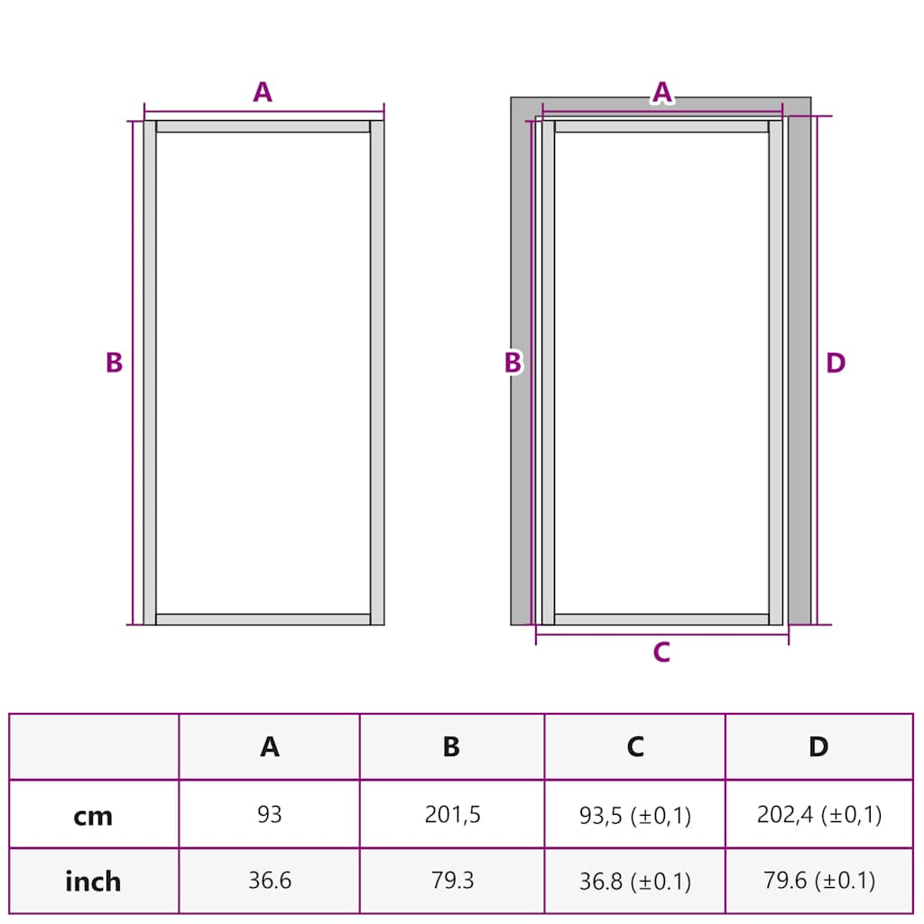 Binnendeur 93X201,5 Cm Esg-Glas En Aluminium Wit