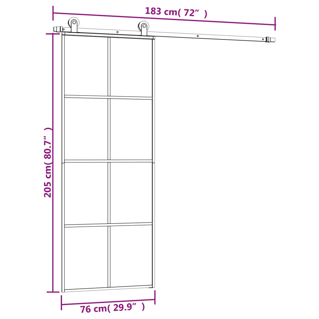 Schuifdeur Met Beslag Esg-Glas En Aluminium