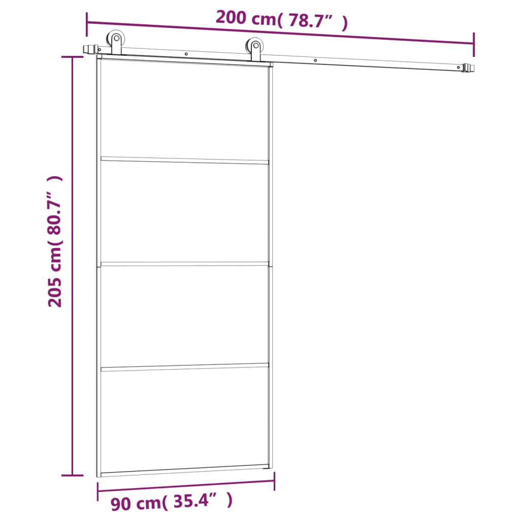 Schuifdeur Met Beslag Esg-Glas En Aluminium