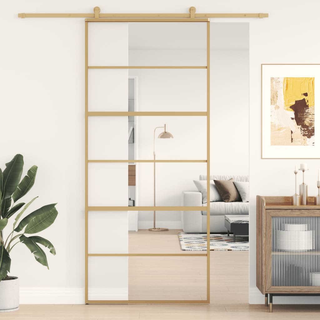 Schuifdeur Helder Esg-Glas En Aluminium Kleurig