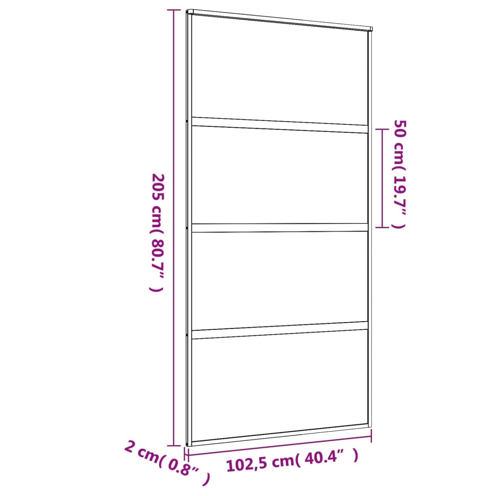 Schuifdeur 102,5X205 Cm Esg-Glas En Aluminium Kleurig