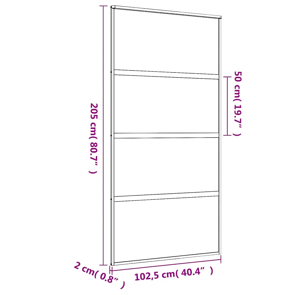 Schuifdeur 102,5X205 Cm Esg-Glas En Aluminium Kleurig