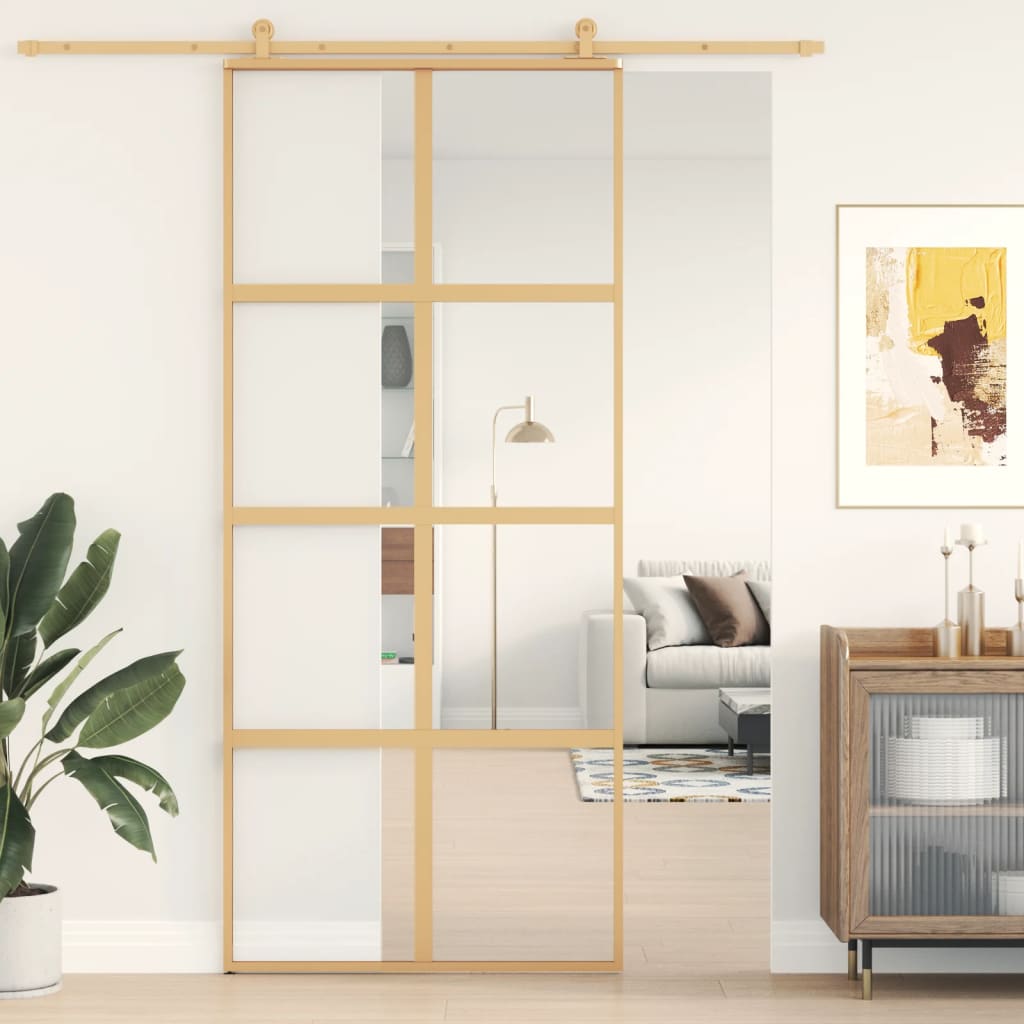 Schuifdeur 102,5X205 Cm Helder Esg-Glas En Aluminium Kleur