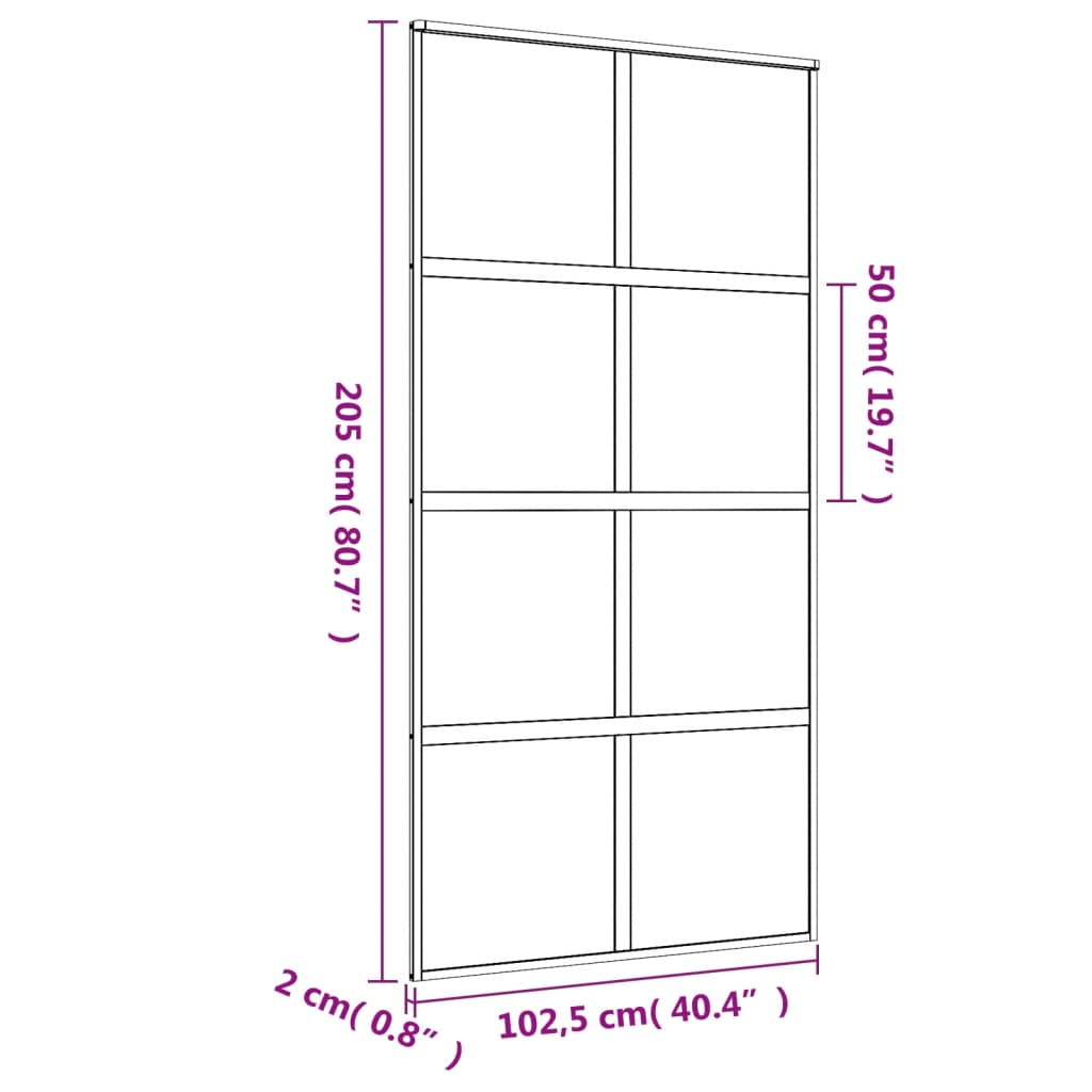Schuifdeur 102,5X205 Cm Helder Esg-Glas En Aluminium Kleur