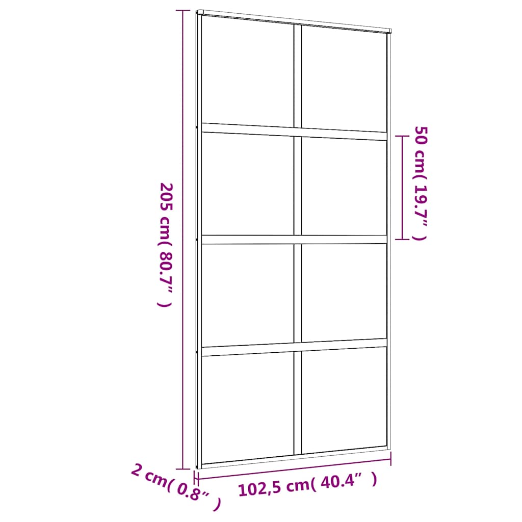 Schuifdeur 102,5X205 Cm Helder Esg-Glas En Aluminium Kleur