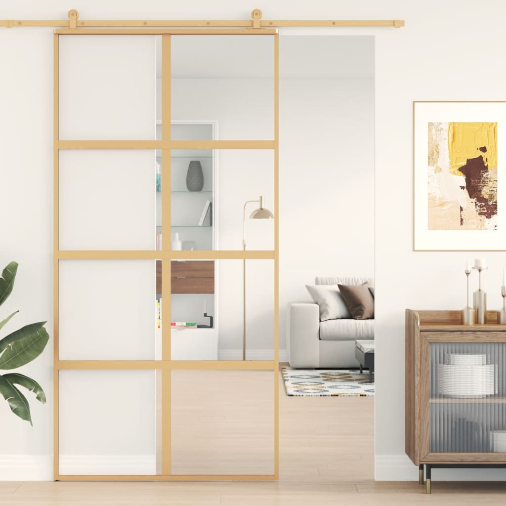 Schuifdeur 102,5X205 Cm Helder Esg-Glas En Aluminium Kleur
