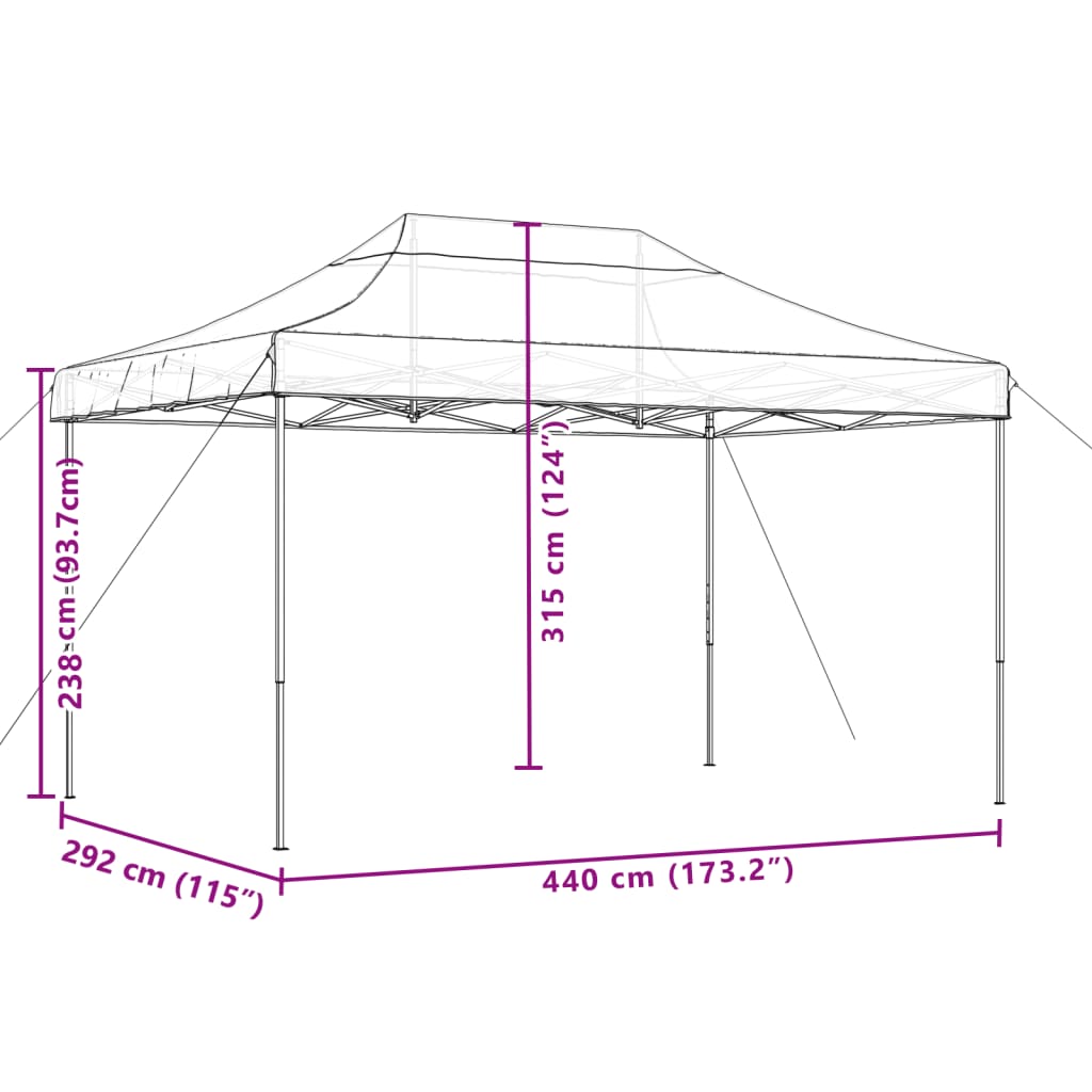 Partytent Inklapbaar Pop-Up 440X292X315 Cm