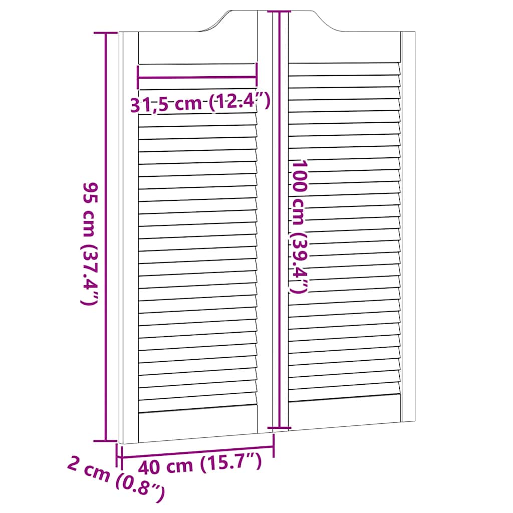 Draaideuren Louvredesign 2 Paar 100X80 Cm Massief Grenenhout