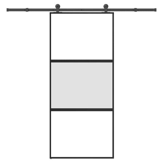Schuifdeur Met Beslag 90X205 Cm Gehard Glas En Aluminium