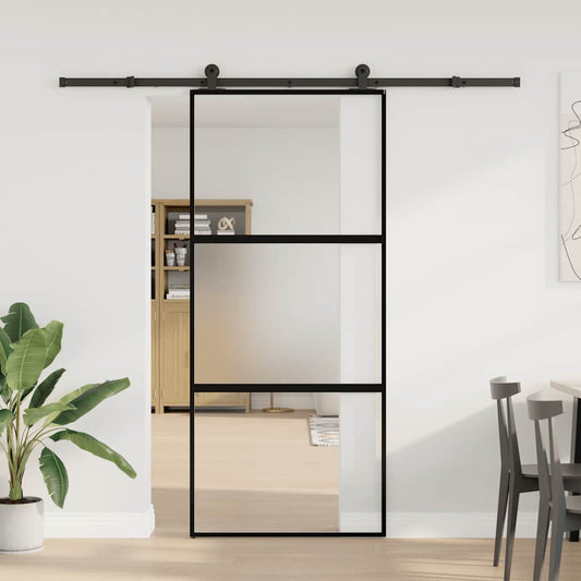 Schuifdeur Met Beslag 90X205 Cm Gehard Glas En Aluminium