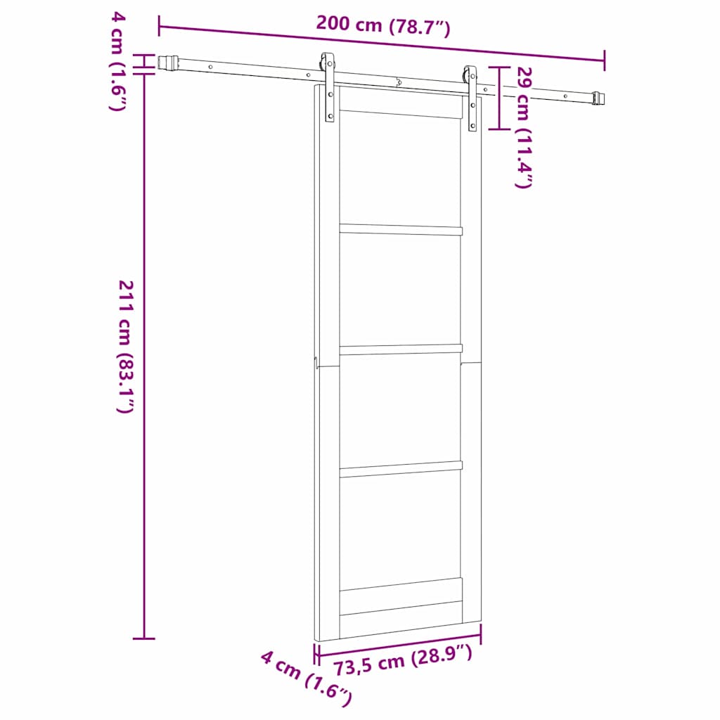Schuifdeur Orkdal Wit En Zwart 73,5 X 211 Cm