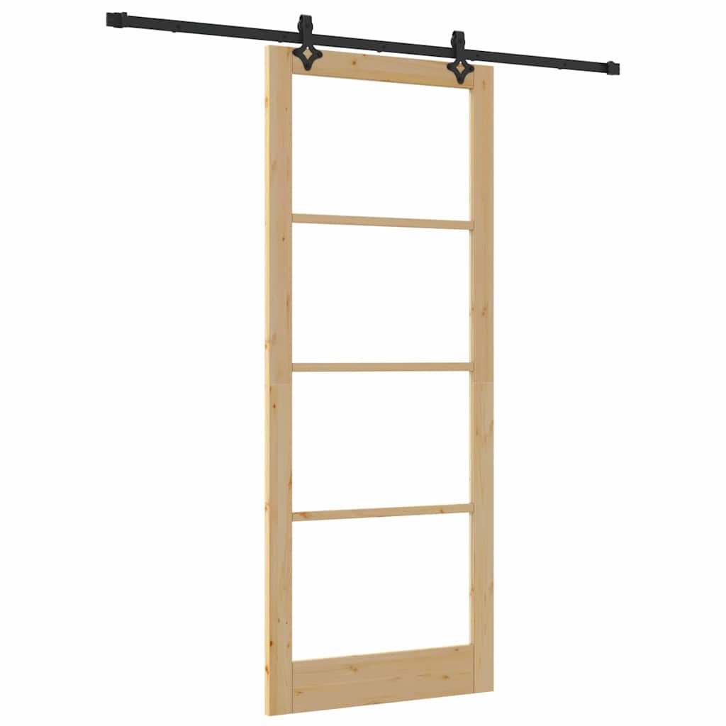 Schuifdeur Naturel Massief Grenenhout En Glas