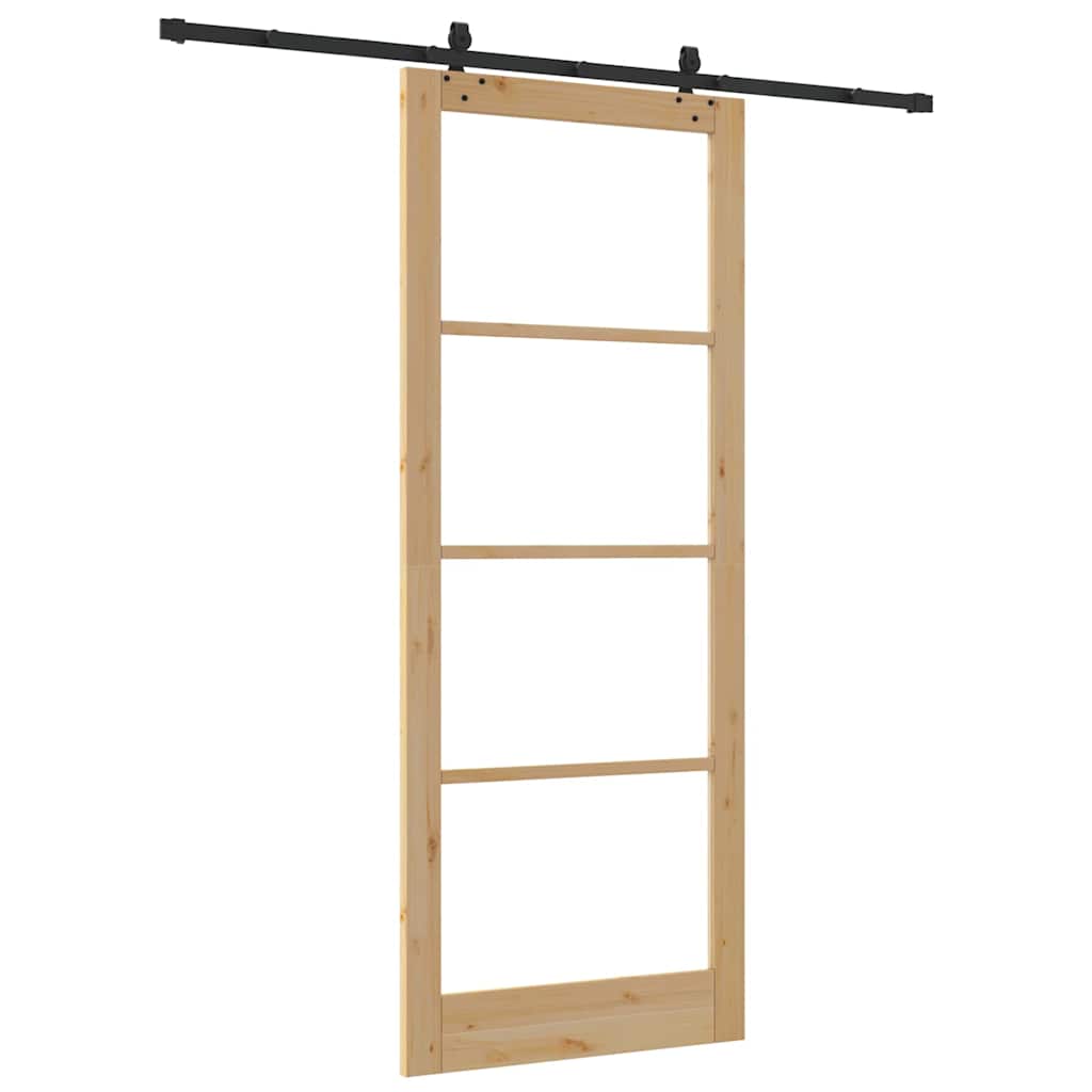 Schuifdeur Naturel Massief Grenenhout En Glas