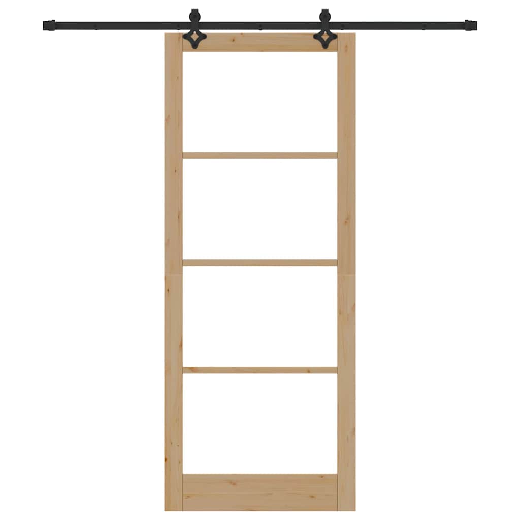 Schuifdeur Naturel Massief Grenenhout En Glas