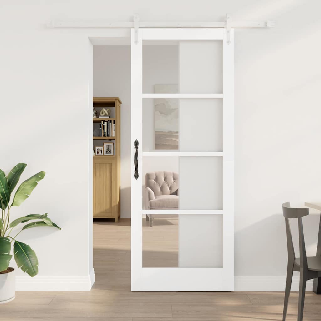 Schuifdeur Massief Grenenhout En Glas Naturel