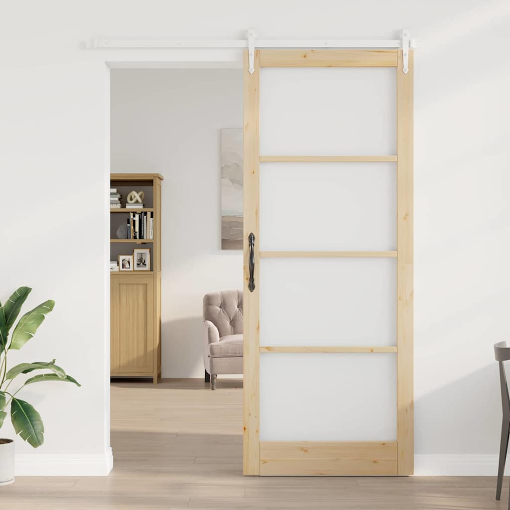 Schuifdeur Massief Grenenhout En Glas Naturel