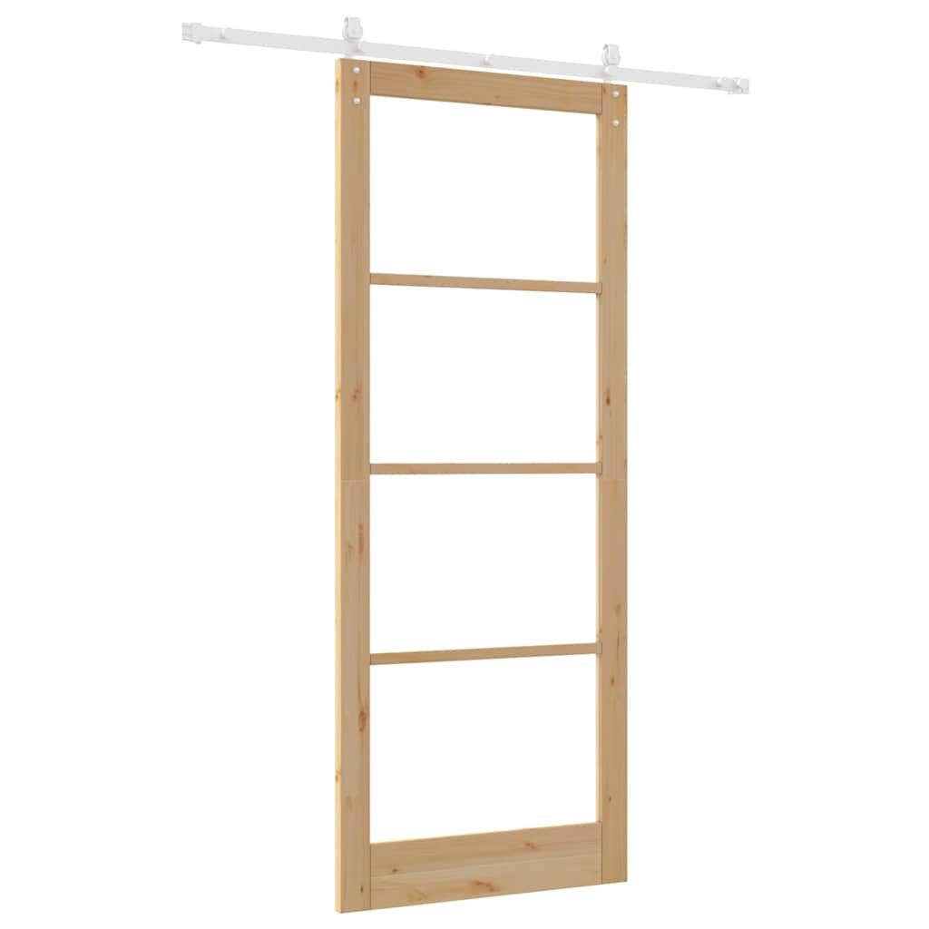 Schuifdeur Massief Grenenhout En Glas Naturel