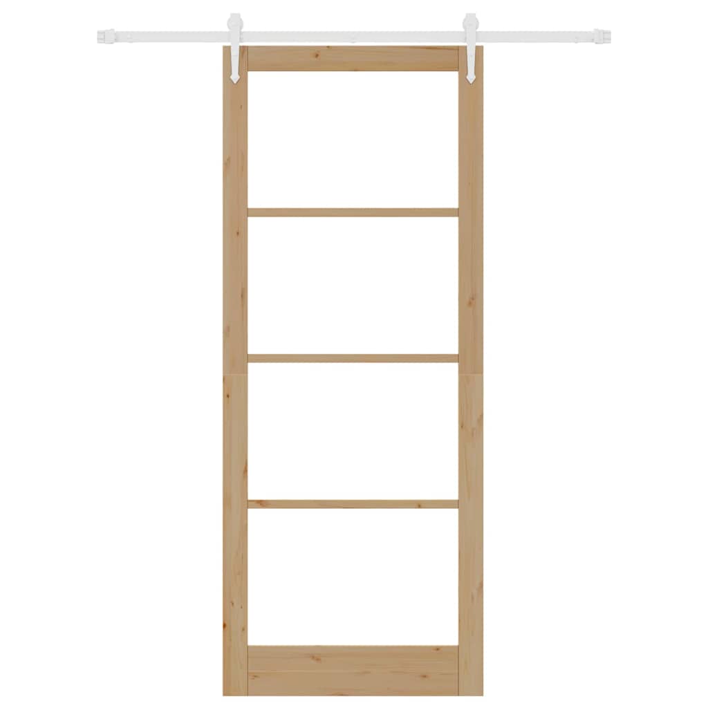 Schuifdeur Massief Grenenhout En Glas Naturel
