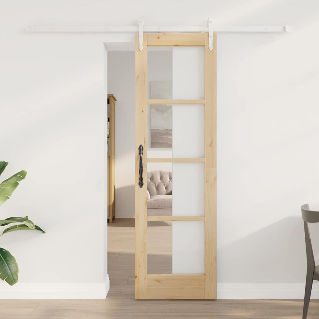 Schuifdeur Massief Grenenhout En Glas Naturel