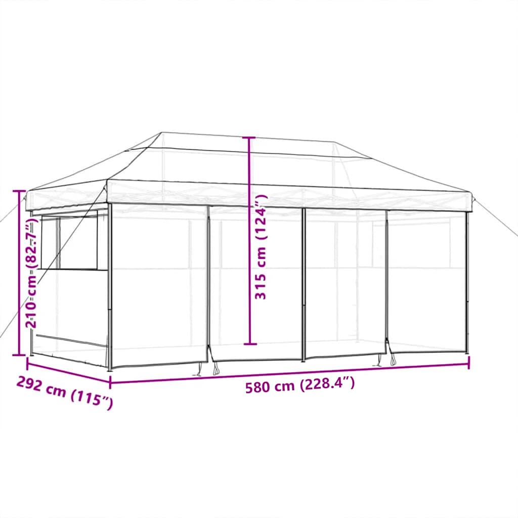 Partytent Pop-Up 580 X 292 X 315 Cm Taupe Oxford Stof