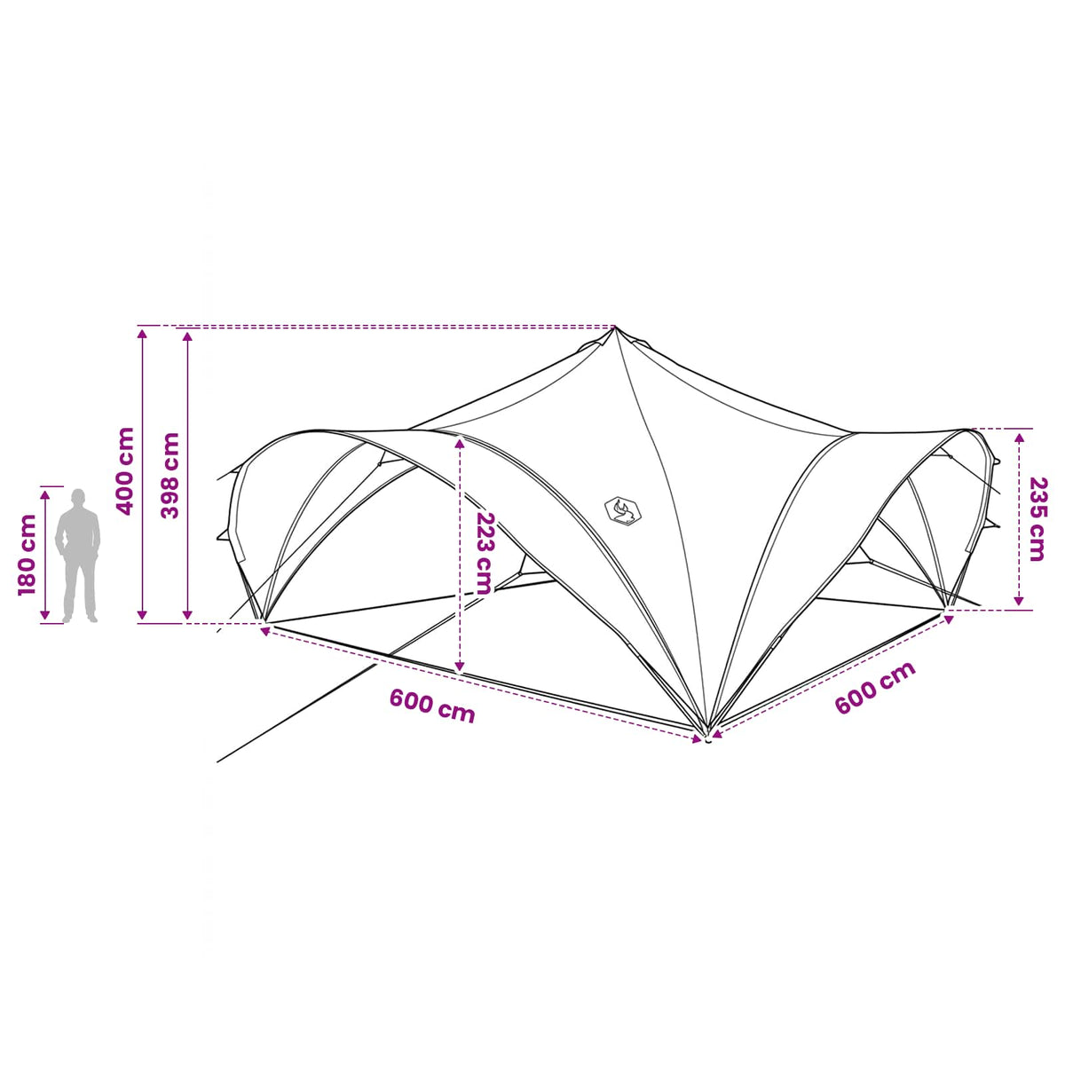 Partytent 600 X 600 X 400 Cm Polyester En Staal